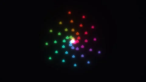 Colorful light patterns create a dynamic display on a dark Stock Footage 338318418
