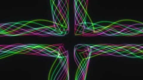 Colorful light patterns create dynamic shapes in dark Stock Footage 339358683