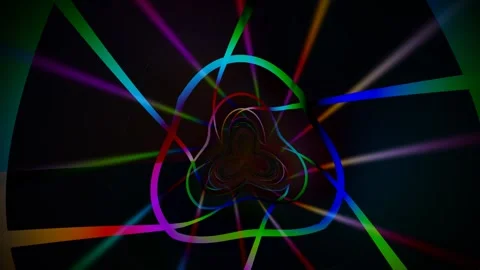 Colorful light patterns create dynamic shapes in dark space Stock Footage 340298497
