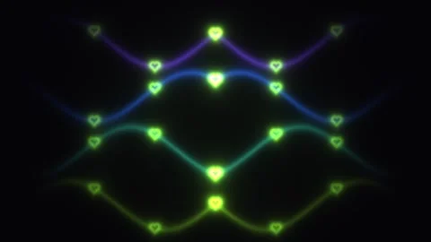 Colorful light patterns create a glowing heart design in Stock Footage 338288956