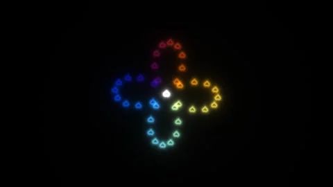 Colorful light patterns create shapes on a dark background Stock Footage 338317581