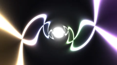 Colorful light patterns create swirling shapes in dark Stock Footage 339094246