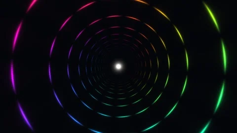 Colorful light patterns create a tunnel effect with a Stock Footage 338017301