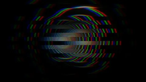 Colorful light patterns create a tunnel effect in a dark space イラスト素材