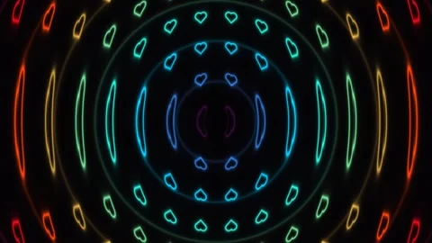 Colorful light patterns create visual shapes in circular 库存影片 338300915