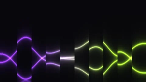 Colorful light patterns dance on a dark background Stock Footage 338400394