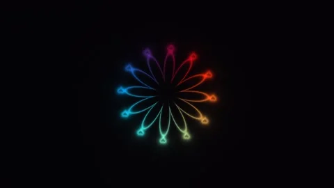 Colorful light patterns form a circular design on a dark Stock Footage 338395902