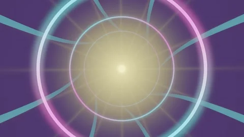 Colorful light patterns form a tunnel effect with beams and lines Stock Footage 337385006
