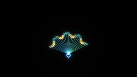 Colorful light patterns with heart shapes in a dark Stock Footage 338330611