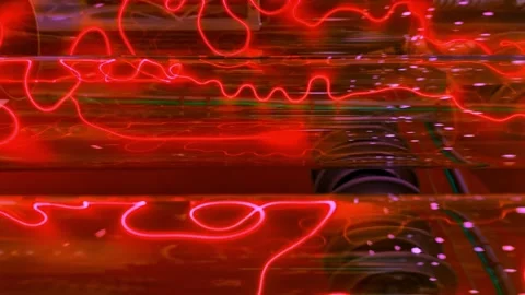 Colorful light patterns move and change in a dark space with flowing shapes and Stock Footage 332096356