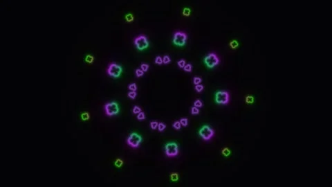 Colorful light patterns rotate in a dark background Stock Footage 338317479
