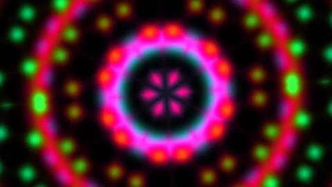Colorful light patterns swirl around in a circular design Stock Footage 338195618