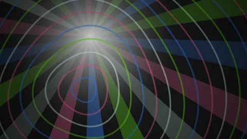 Colorful light rays and lines swirling in a dark space Stock Illustration