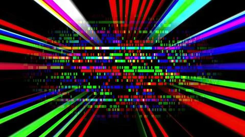 Colorful light rays and pixels Stock Illustration