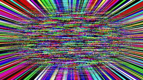 Colorful light rays and pixels Illustrazione stock