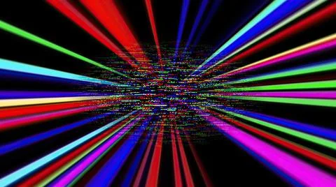 Colorful light rays and pixels Stock Illustration