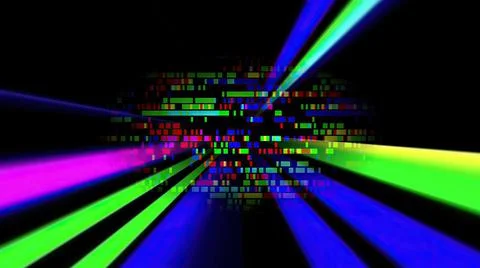 Colorful light rays and pixels Stock Illustration