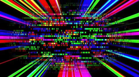 Colorful light rays and pixels Stock Illustration