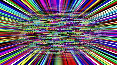 Colorful light rays and pixels Illustrazione stock