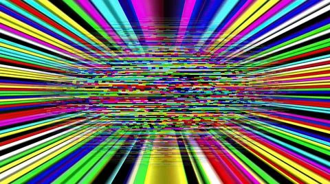 Colorful light rays and pixels 库存插图