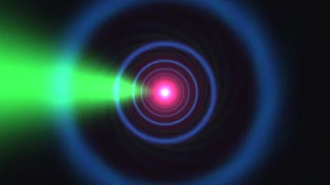 Colorful light rays emerge from center in a dark background Stock Footage 338325787