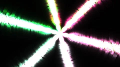 Colorful light rays form a dynamic pattern in a dark scene Stock Footage 339458020