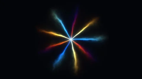 Colorful light rays form a star shape in dark background Stock Footage 338227442