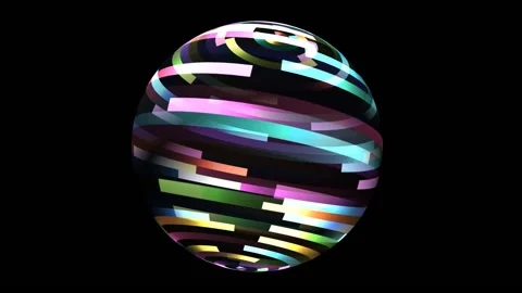 Colorful light rays on rotating sphere Stock Footage 158582143