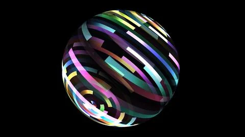 Colorful light rays on rotating sphere 스톡 일러스트