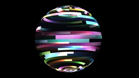 Colorful light rays on rotating sphere 库存插图