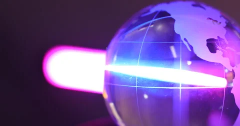 Colorful light reflections dance across a glass globe surface Vídeos de archivo 347300906