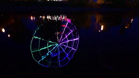 Colorful light reflections on water, abstract slow motion background of Ferris Stock Footage 133218963