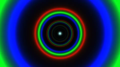 Colorful light rings create a visual tunnel effect Stock Footage 338012324