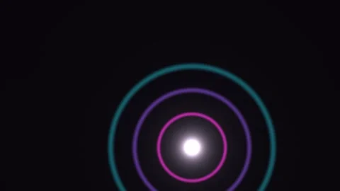 Colorful light rings in dark background with soft glow Stock Footage 338298608