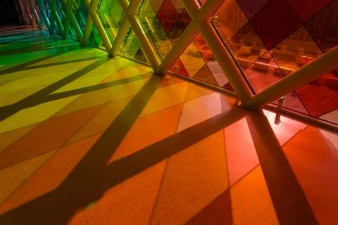 Colorful light shadow through window glass Stock Photos