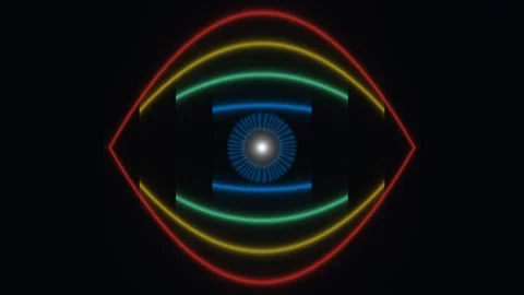 Colorful light shapes in a circular design against a dark Stock Footage 338007596