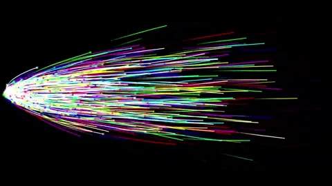 Colorful light streaks motion graphics with plain black background Stock Footage 332889976