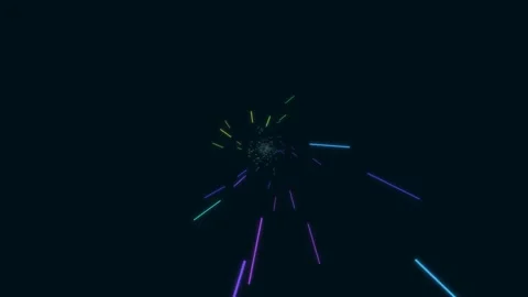Colorful light streaks moving through a dark tunnel Stock Footage 337064340