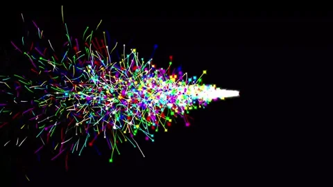 Colorful light streaks path motion graphics with plain black background Video stock 329985885