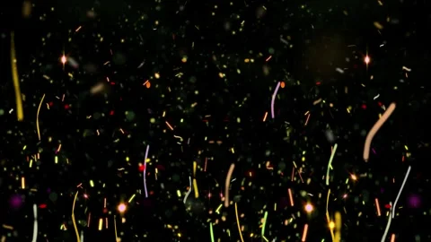 Colorful light trails on black background. Abstract neon particles glowing in Video stock 340381104