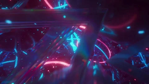 Colorful light trails create abstract patterns in digital art Video stock 320363961