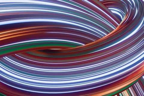 Colorful light trails forming abstract patterns. Illustrazione stock
