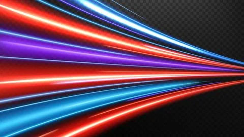 Colorful Light Trails, Long Time Exposure Motion Blur Effect, Vector Illust.. Stock Illustration