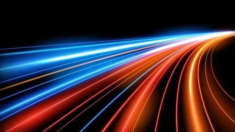 Colorful Light Trails, Long Time Exposure Motion Blur Effect, Vector Illust.. Stock Illustration