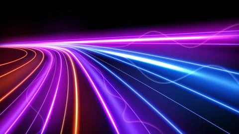 Colorful Light Trails, Long Time Exposure Motion Blur Effect, Vector Illust.. Stock Illustration