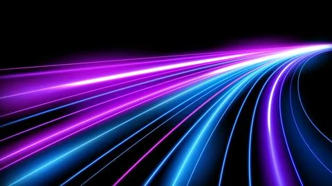 Colorful Light Trails, Long Time Exposure Motion Blur Effect, Vector Illust.. Stock Illustration