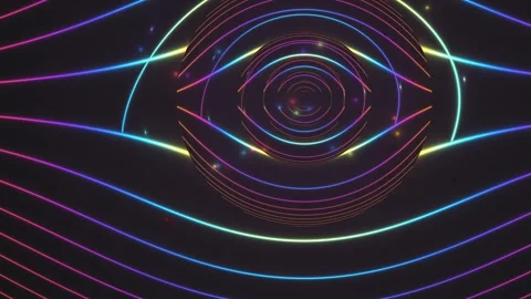 Colorful light waves create a dynamic pattern on a dark Stock Footage 339572210