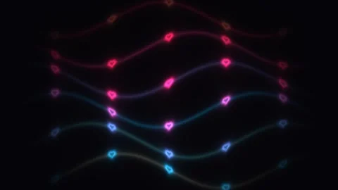 Colorful light waves create patterns in dark space Stock Footage 338399793