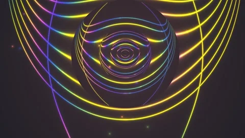 Colorful light waves create patterns in a dark space Stock Footage 339579444