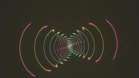 Colorful light waves create patterns in a dark background Stock Footage 339649696